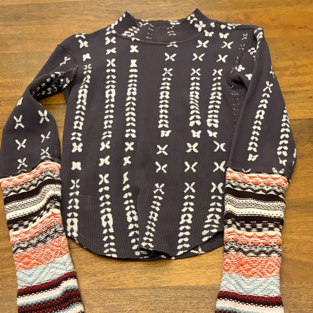 Free People Wonderful Swit Top - Charcoal Combo small